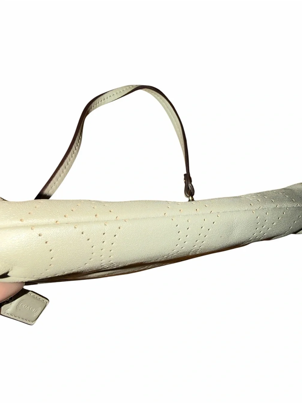 Coach Signature Perforated Leather Wristlet - Light Gray